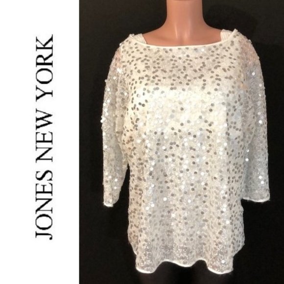Jones New York Tops - NWT JONES NEW YORK Sequin Pullover Blouse Top